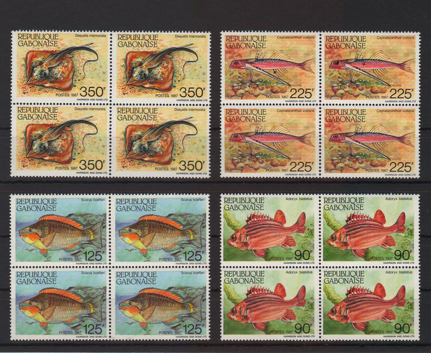 Gabon 1987 Fishes block of 4 cv. 40.00$ - (TIP C) in Stamps Mall