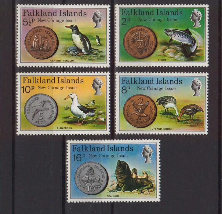 Falkland Islands 1975 New Coinage c.v. 10.20$ - (TIP A) in Stamps Mall