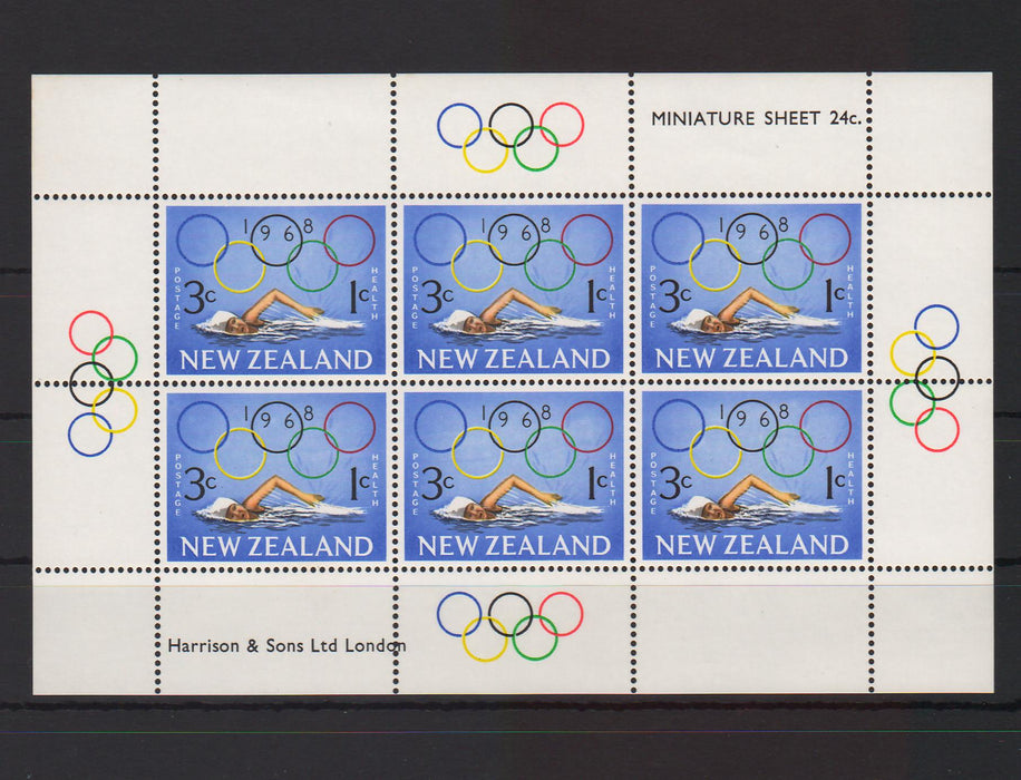New Zealand 1968 Sports Olympic Rings c.v. 20.00$ - (TIP A) in Stamps Mall