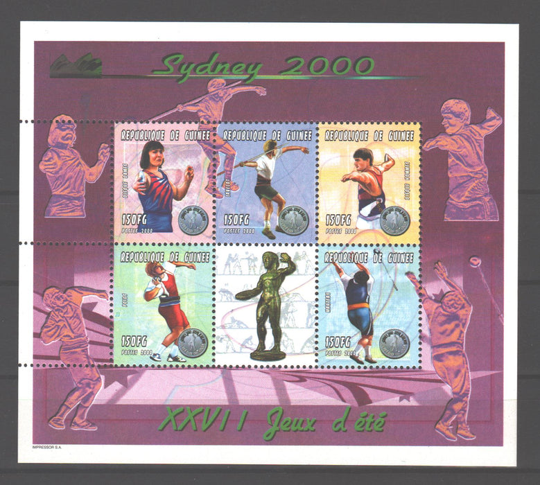 Guinea 2000 Sport Summer Olympic Sidney sheet x5 + label sets c.v. 91.00$ - (TIP A)
