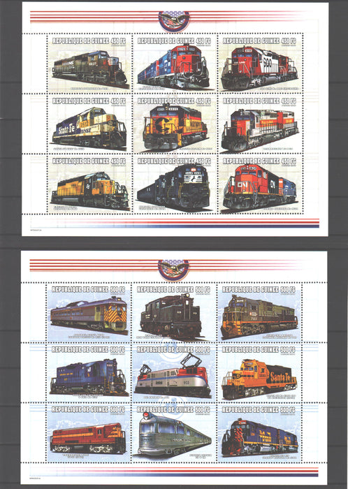Guinea 2000 Locomotives sheet x9 sets + souvenir sheets c.v. 123.00$ - (TIP A)
