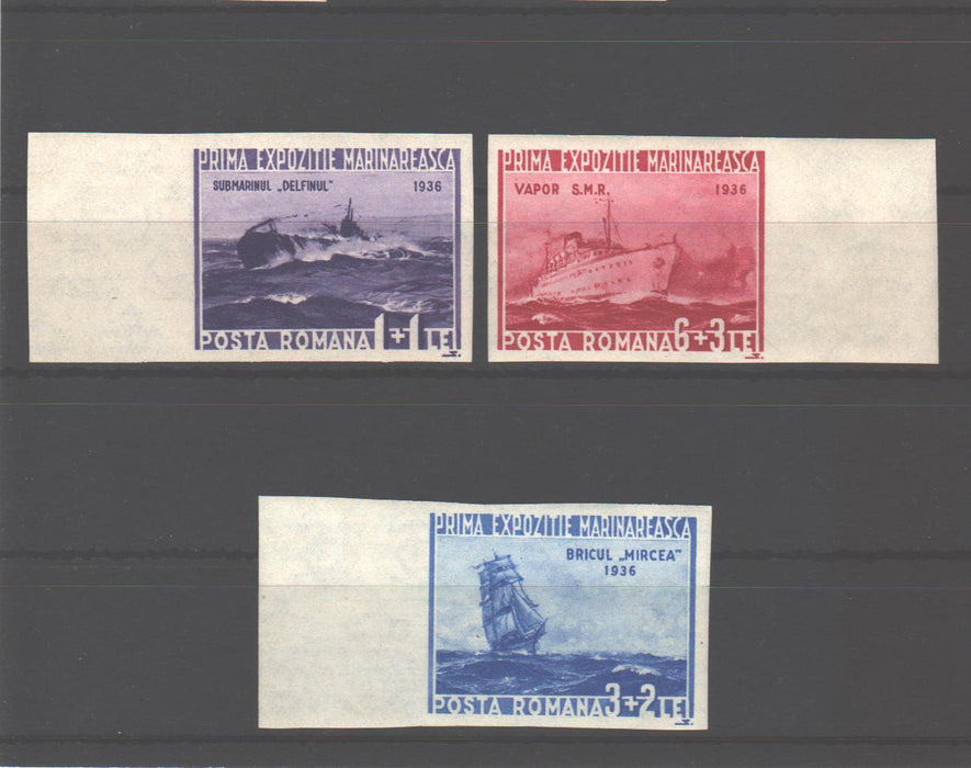 Romania 1936 Prima expozitie marinareasca serie nedantelata tiraj 200 buc. (TIP G)