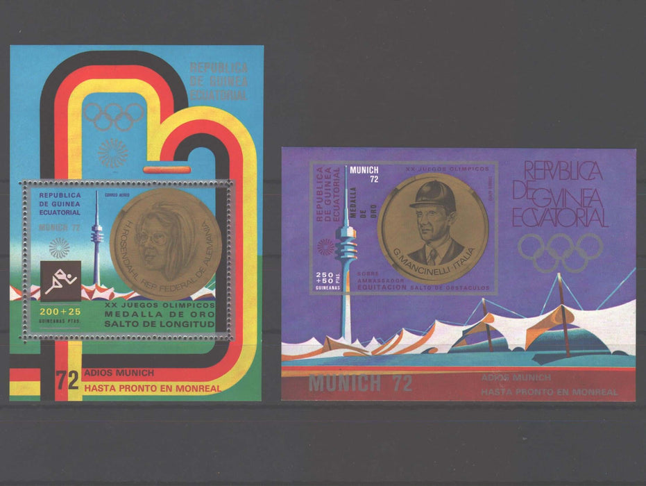 Equatorial Guinea 1972 Black Gold Medal Winners Munich souvenir sheet perf - imperf (TIP A)