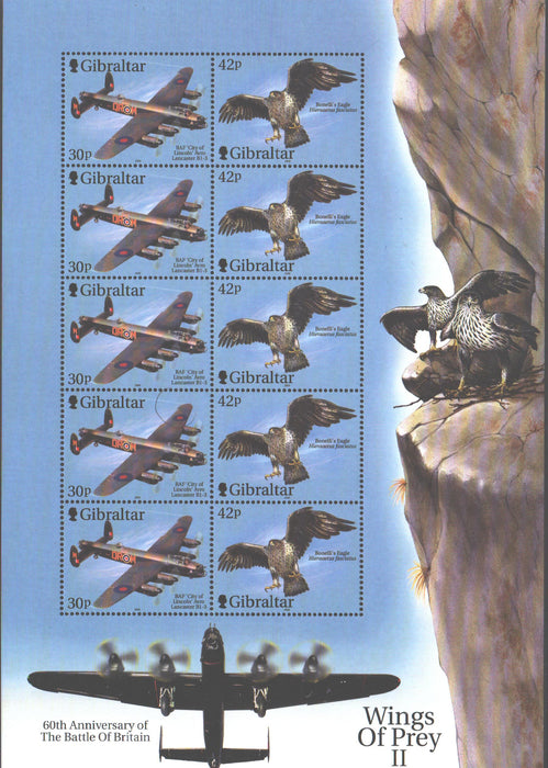 Gibraltar 2000 Avioane de lupta si pasari rapitoare, emisiunea II c.v. 75.00$ - (TIP D)
