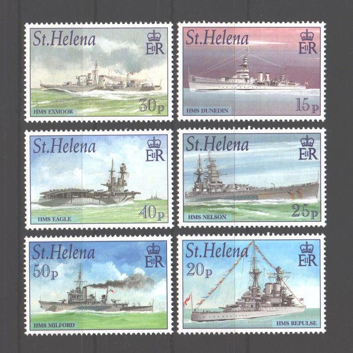 St. Helena 2001 WWII Royal Navy Ships cv. 12.00$ (TIP A)