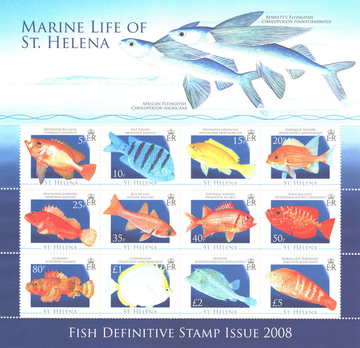 Saint Helena 2008 Fishes sheet of 12 cv. 42,50$ - (TIP A)