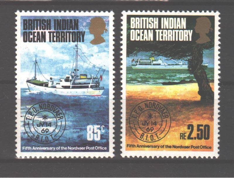 British Indian Ocean Teritory 1974 Nordvaer Traveling Post Office 5th. Anniversary cv. 3.00$ (TIP A)