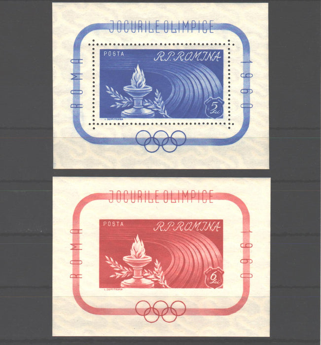 Romania 1960 Jocurile olimpice Roma I set colite dantelat si nedantelat (TIP C)