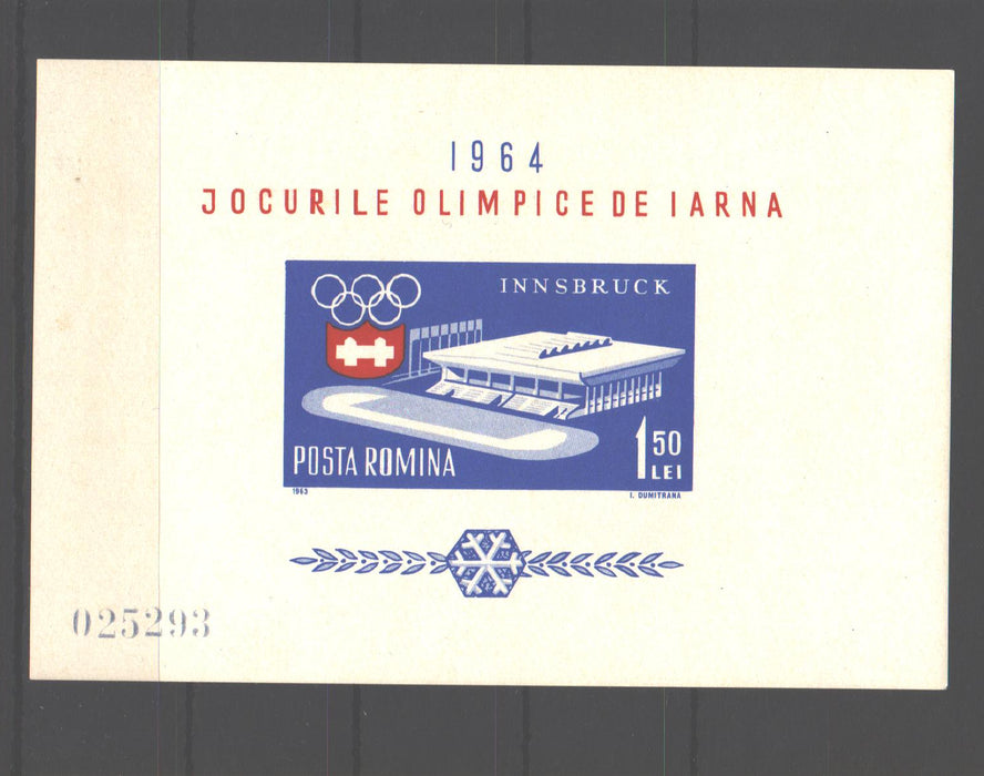 Romania 1963 Sport Jocurile Olimpice Innsbruck colita nedantelata (TIP A)