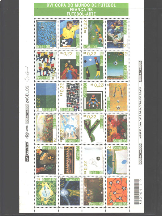 Brazil 1998 Sport World Cup Soccer France sheet of 24 c.v. 22.50$ - (TIP C)
