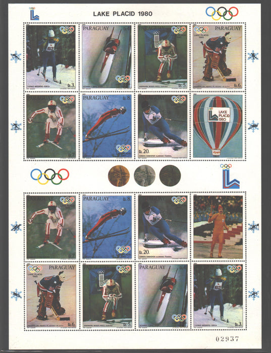 Paraguay 1980 Sport Olympic Games Lake Placid sheet x16 cv. 20$ (TIP A)