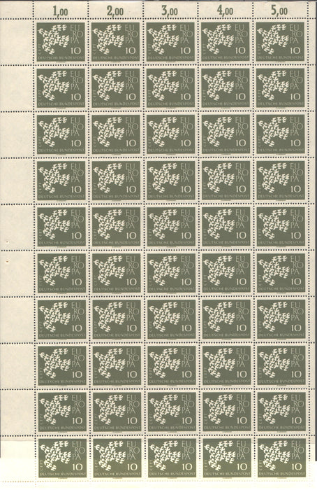 Germany 1961 EUROPA CEPT issue sheet x50 cv. 12.50$ (TIP A)