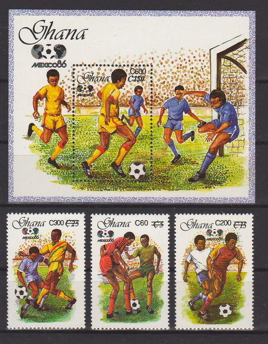 Ghana 1986 World Cup Soccer MEXICO surcharged cv. 12.00$ (TIP A)