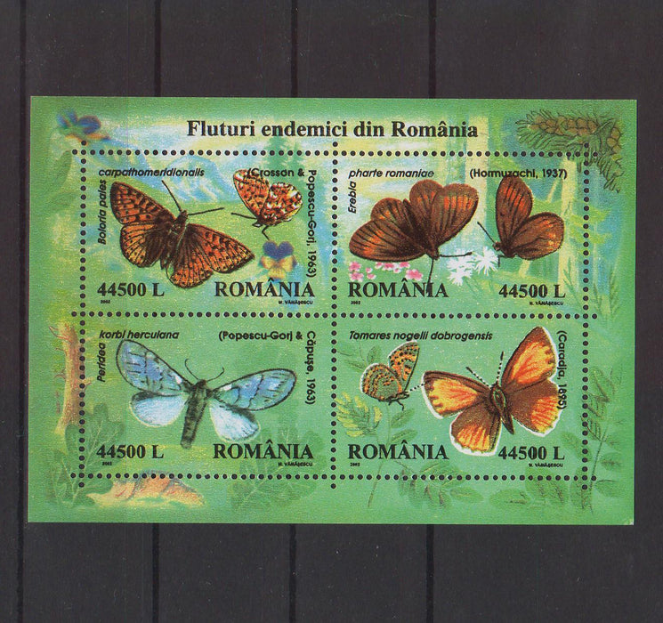 Romania 2002 Fluturi endemici din Romania bloc (TIP A)