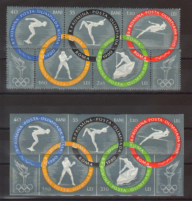 Romania 1960 Jocurile olimpice Roma I dantelat si nedantelat triptic (TIP C)