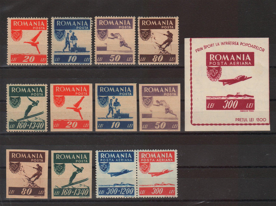Romania 1946 Organizatia Sportului Popular - OSP + PA + colita (TIP A)