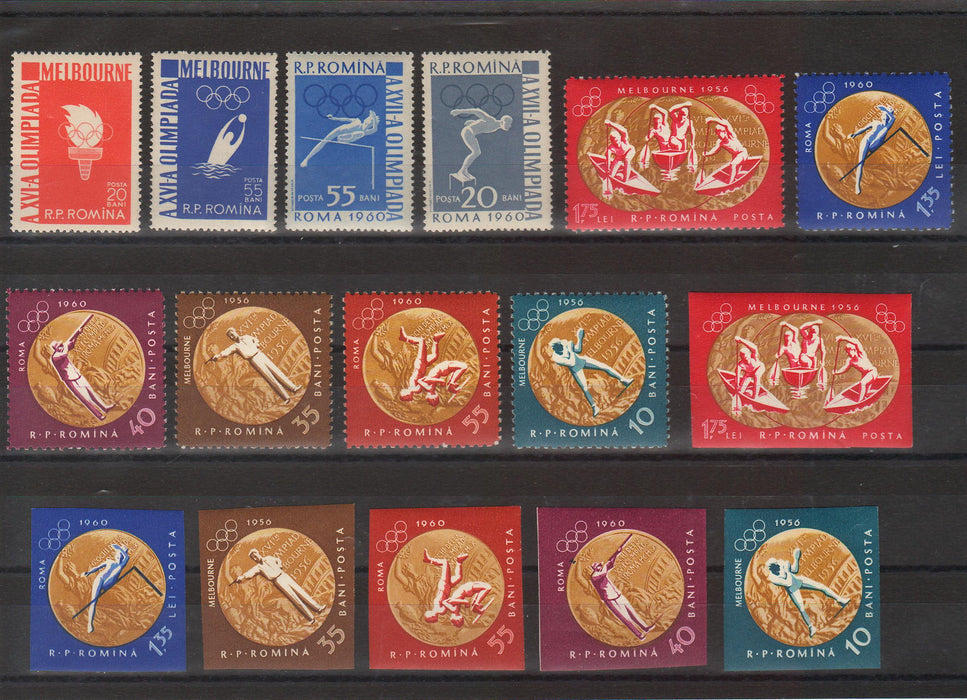 Romania 1961 Medalii de aur JO Melbourne si Roma dantelat si nedantelat (TIP C)