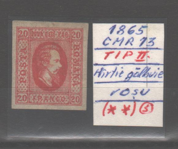 Romania 1865 Cuza Efigia in oval 20 PAR rosu tip II (TIP C)