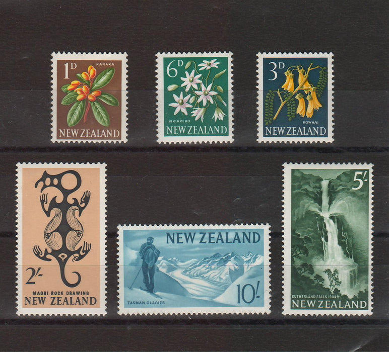 New Zealand1960-66 Different Designs Chalky Paper cv. 17.00$ (TIP A)