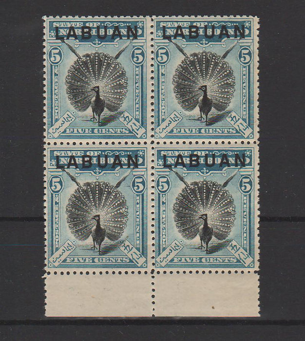 Labuan 1897-1900 Argus Pheasant block x4 cv. 110.00$ (TIP A)