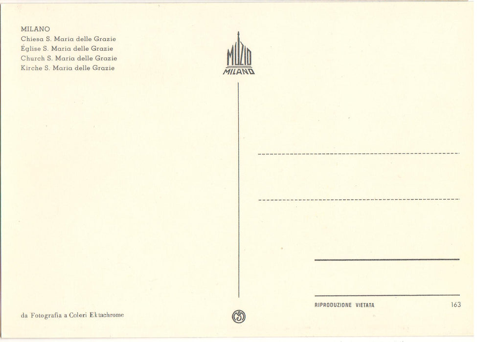 Postcard Italia Milano  Chiesa S. Maria delle Grazie (TIP A)