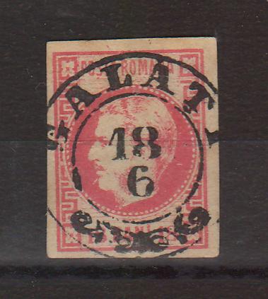 Romania 1868-70/72 Carol I cu favoriti, 18 BANI rosu stampila GALATI (TIP D)