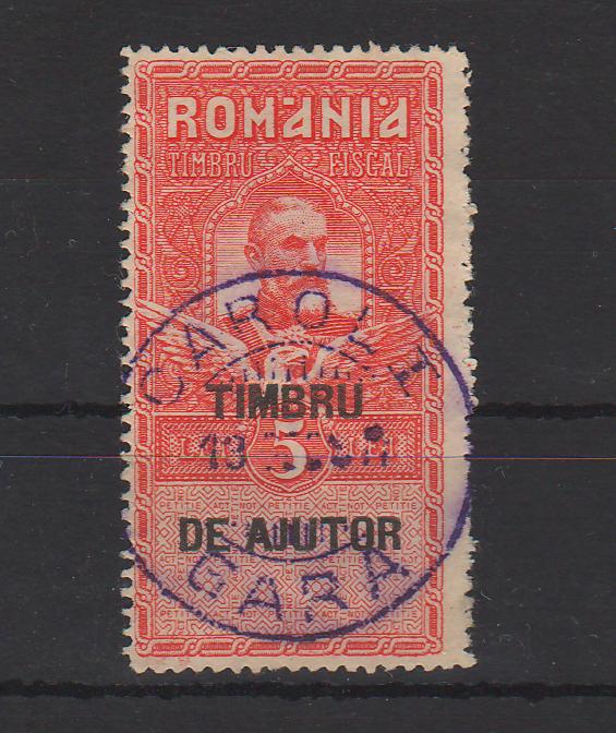 Romania 1915 Timbru de ajutor cu supratipar 5L stampilat (TIP C)