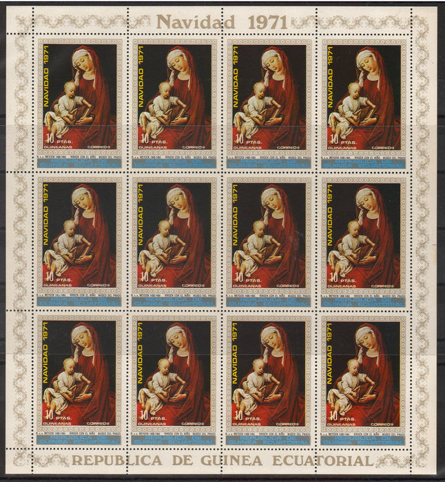 Equatorial Guinea 1971 Christmas serie completa in coli de 12 timbre (TIP A)