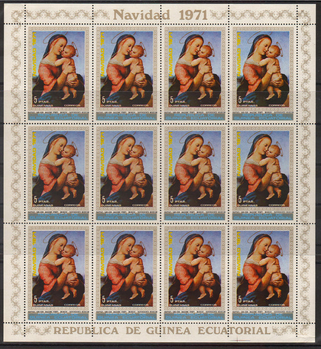 Equatorial Guinea 1971 Christmas serie completa in coli de 12 timbre (TIP A)