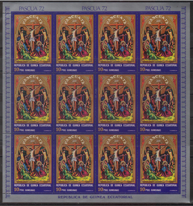 Equatorial Guinea 1972 Easter serie completa in coli de 12 timbre - (TIP A)