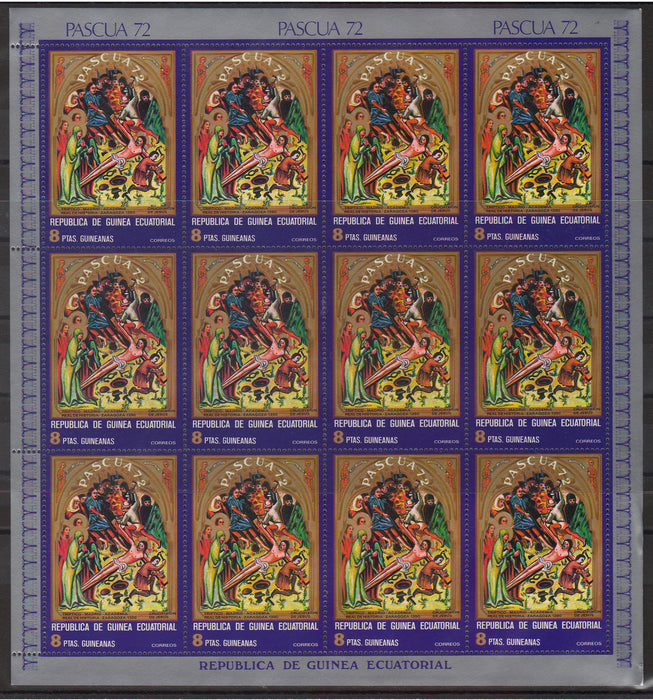 Equatorial Guinea 1972 Easter serie completa in coli de 12 timbre - (TIP A)