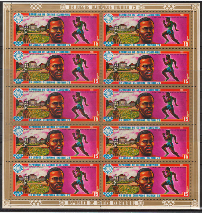 Equatorial Guinea 1972 Olympic Games Munich serie completa in coli de 12 timbre (TIP A)