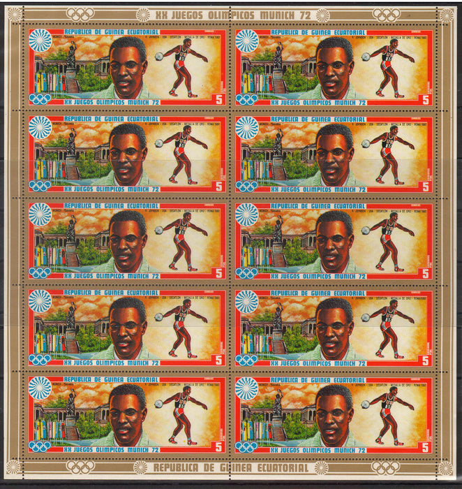 Equatorial Guinea 1972 Olympic Games Munich serie completa in coli de 12 timbre (TIP A)