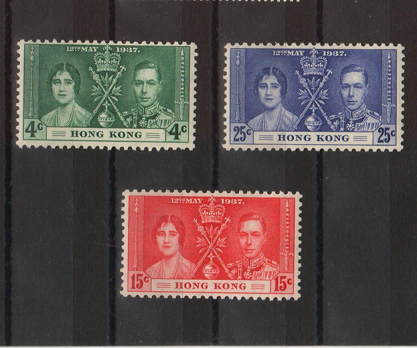 Hong Kong 1937 Coronation Issue cv. 40,00$ (TIP A)