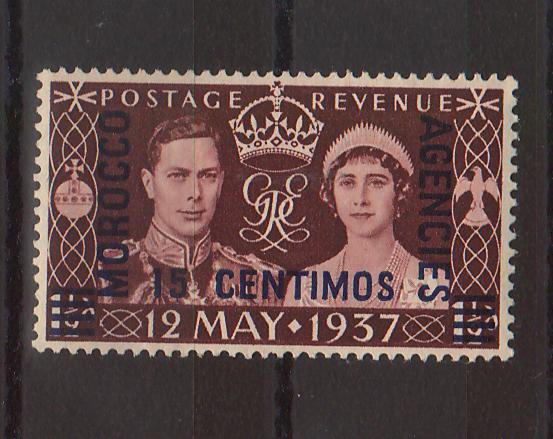British Office Abroad Maroc Centimos 1937 Coronation Issue cv. 0,80 (TIP A)