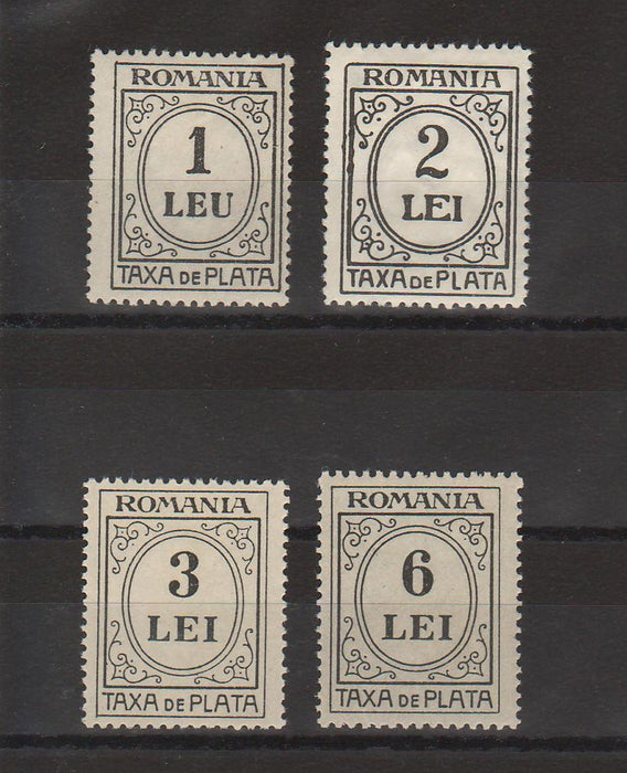 Romania 1924 Taxa de plata cu inscriptie ROMANIA emisiunea VI, tipar negru hartie verde galbuie (TIP C)