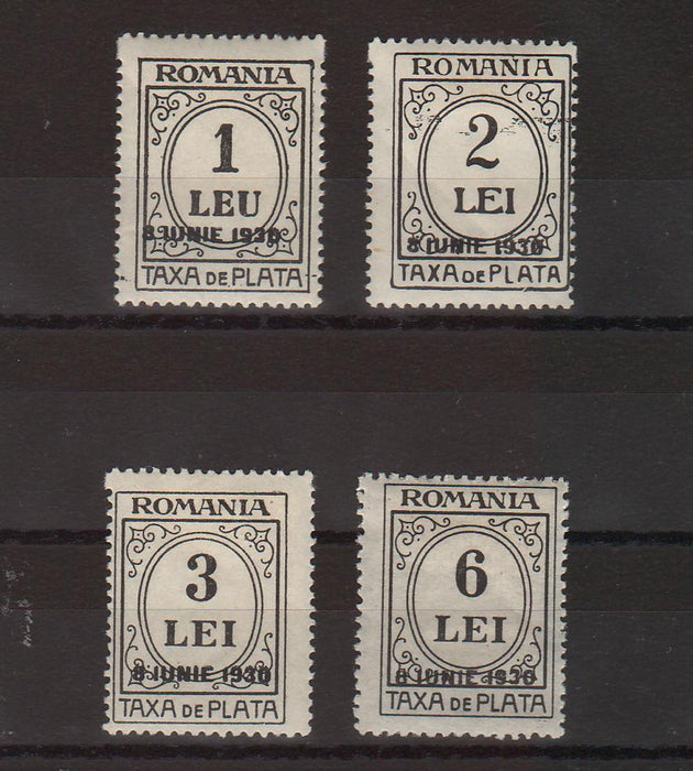 Romania 1930 Taxa de plata cu inscriptie ROMANIA emisiunea VIII, supratipar negru 8 Iunie 1930 (TIP C)