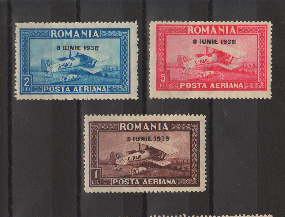 Romania 1930 C. Raiu - Posta aeriana supratipar filigran orizontal (TIP C)