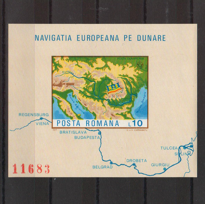 Romania 1977 Navigatia europeana pe Dunare colita nedantelata (TIP C)