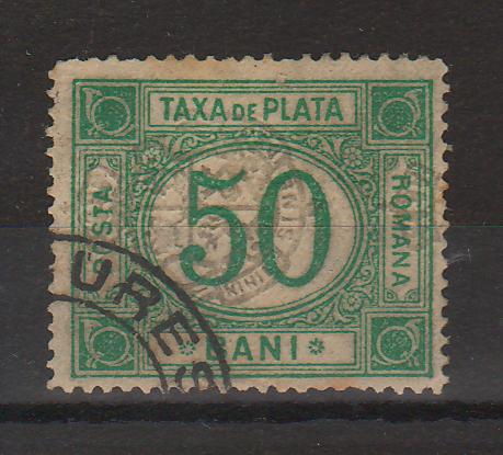 Romania 1890 Taxa de plata 50B filigran Sema Mica incrustata fata (TIP A)